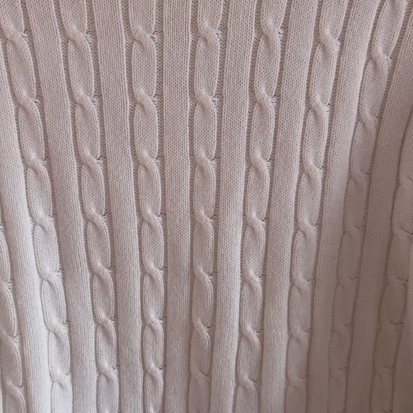 Ivory Cable Knit Turtleneck 100% Cotton  Sweater - Picture 6 of 11